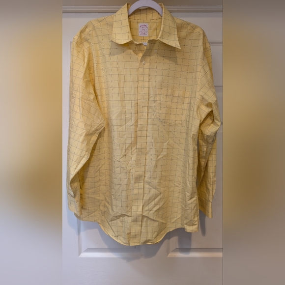 Brooks Brothers 346 Men's Yellow 17-4/5 All Cotton Casual Button Down Shirt - Picture 1 of 13